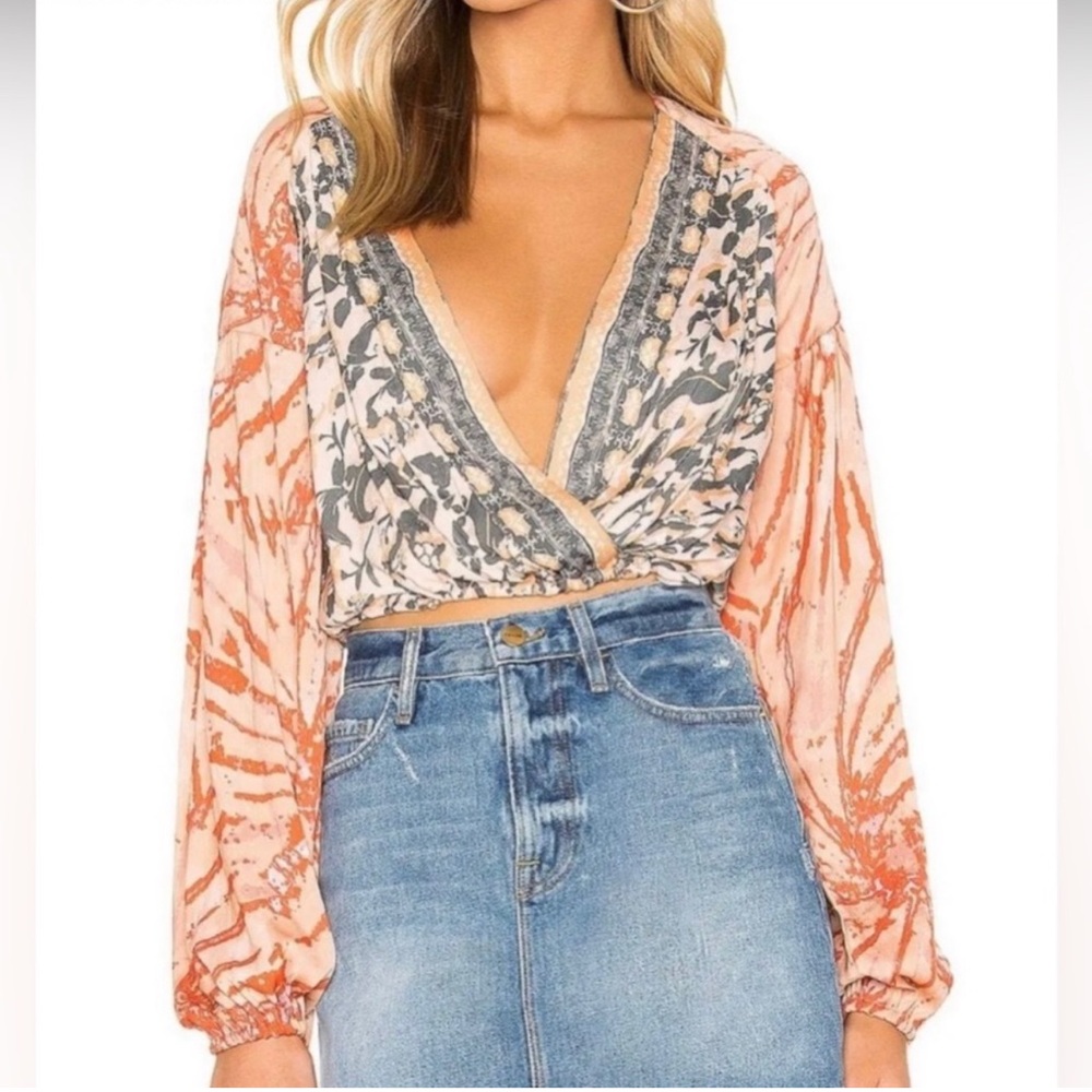 Free People Cruisin’ Together Printed Blouse Size XS